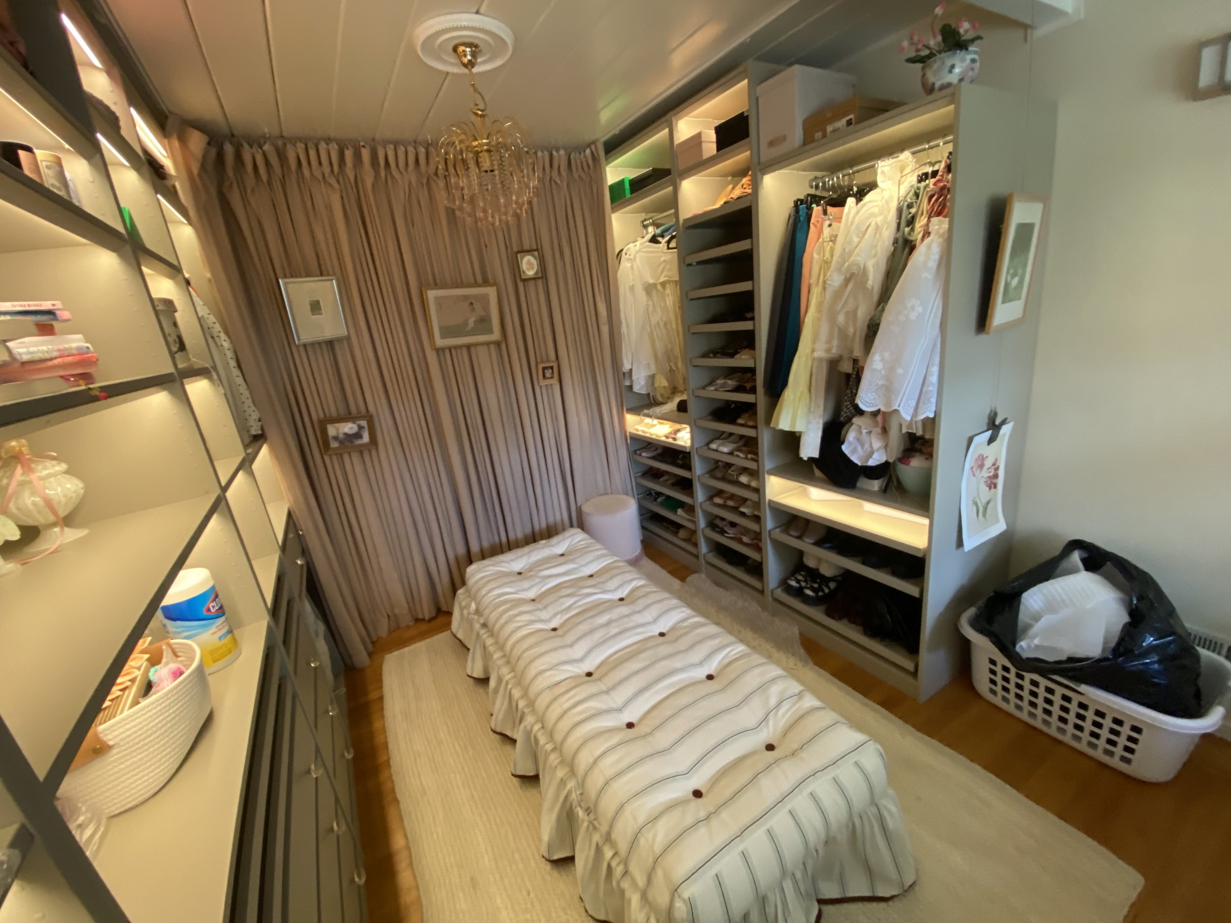 Custom PAX design Walk-In Closet & Ceiling Mounted Drapery Installation 2/2