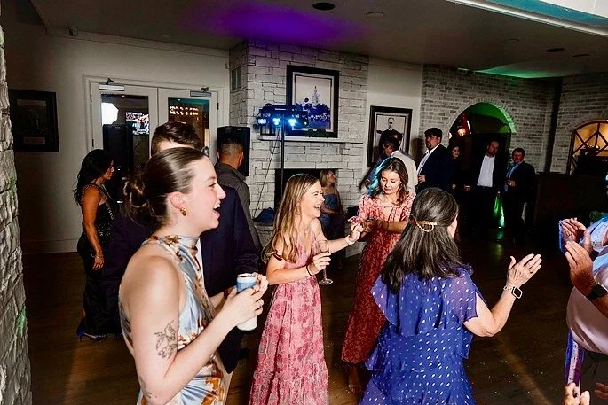 Wedding dance floor with up lights 