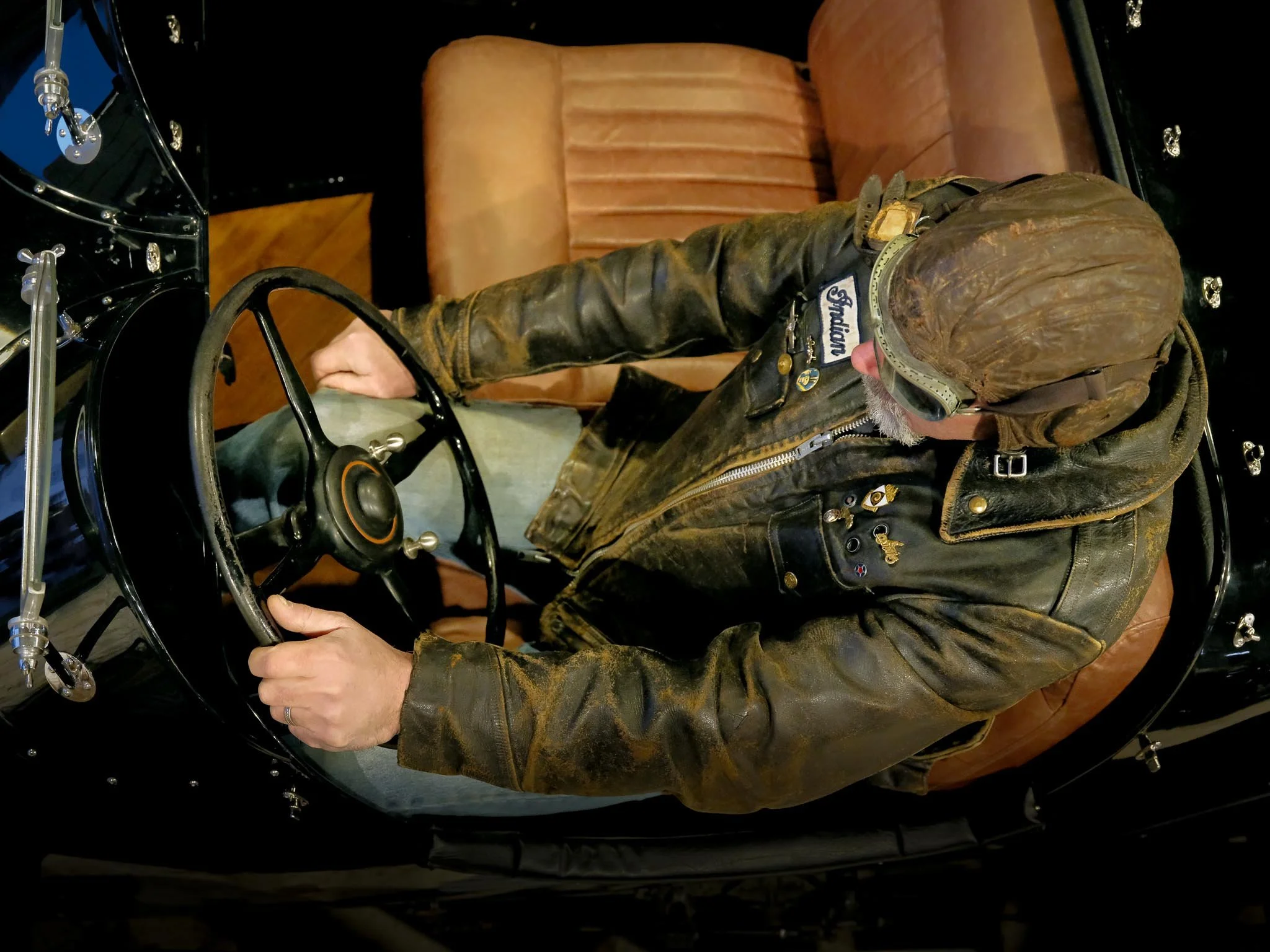 At the wheel of history: the interior of Charles “Chuck” Harris’s 1928 Packard Custom Speedster, a rare and formidable machine built for endurance and elegance. Harris purchased the car to compete in Hemmings’ Great Race, a celebrated cross-country r