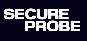 Text reading 'SECURE PROBE' in bold white letters on a blue background.