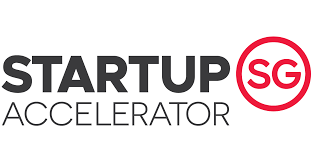 Startup SG Accelerator logo with black and red text