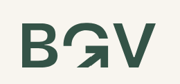 Logo with the letters 'BGV' and an arrow pointing to the right