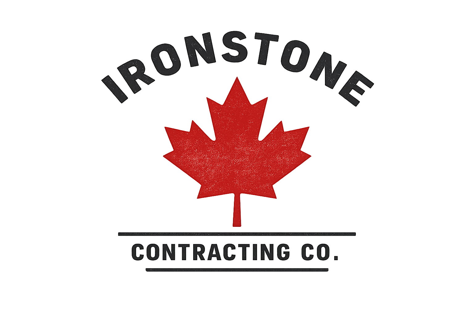 Logo of Ironstone Contracting Co. featuring a red maple leaf and black text.