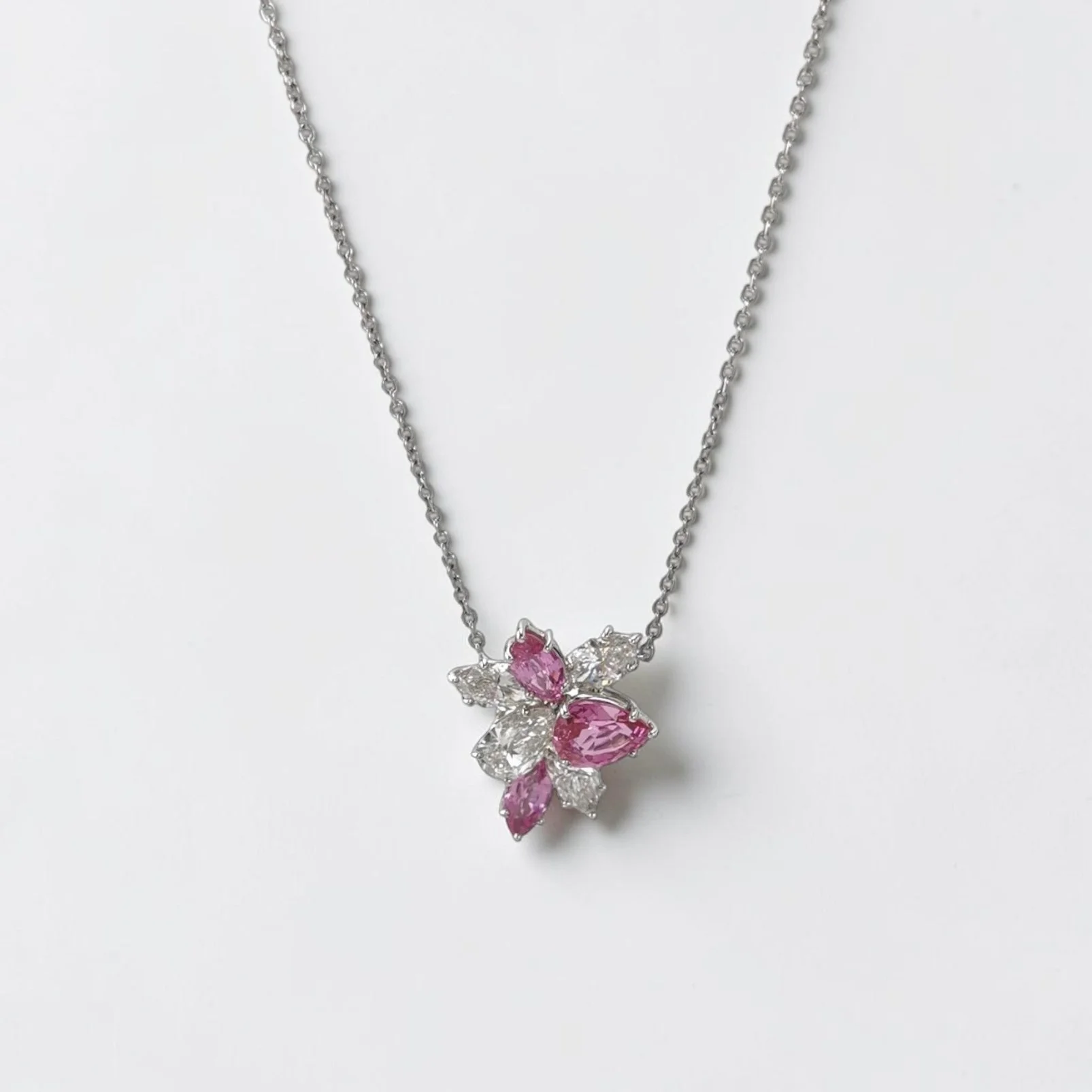 Harry Winston Cluster Pink Sapphire and Diamond Pendant