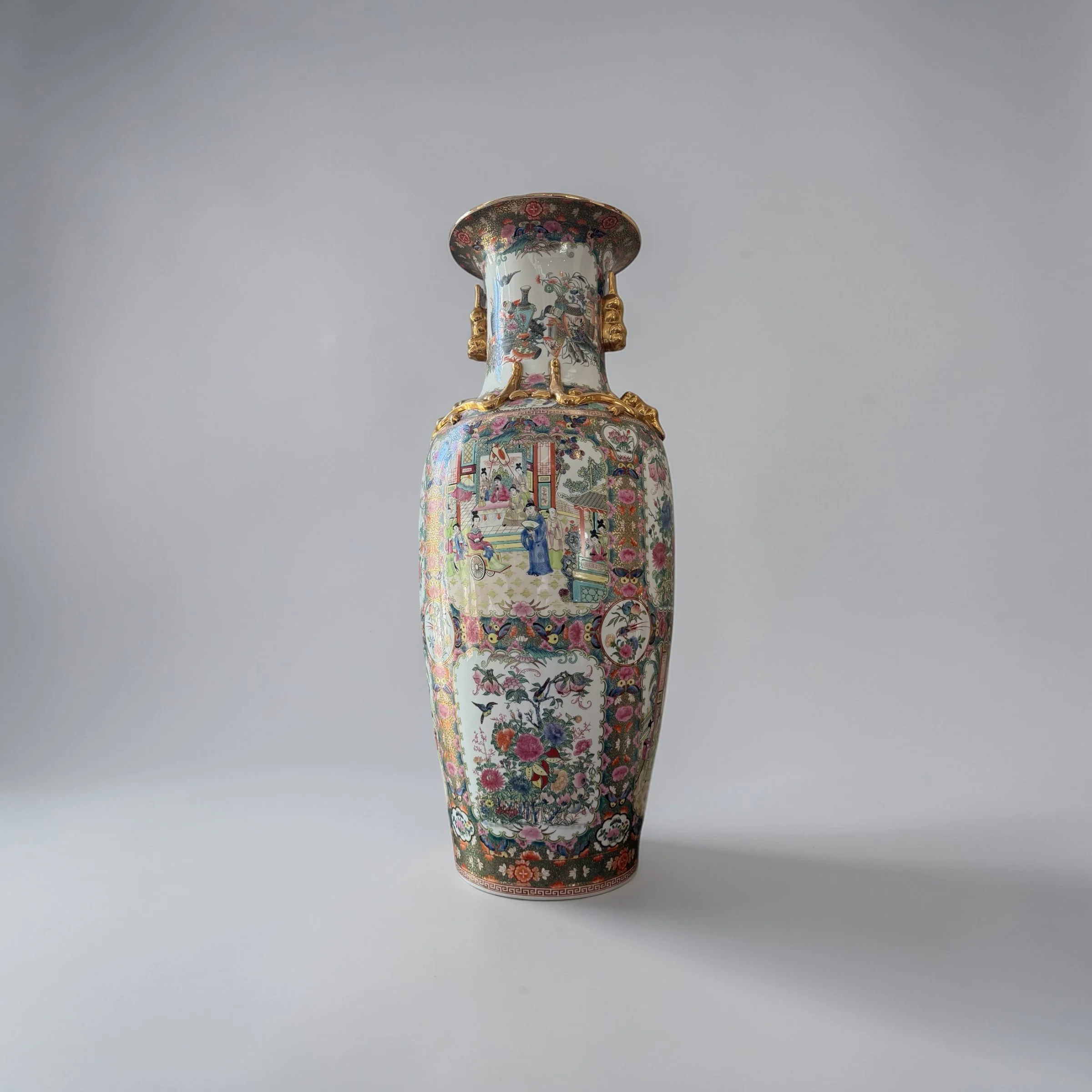 Chinese Rose Medallion Porcelain Palace Vase