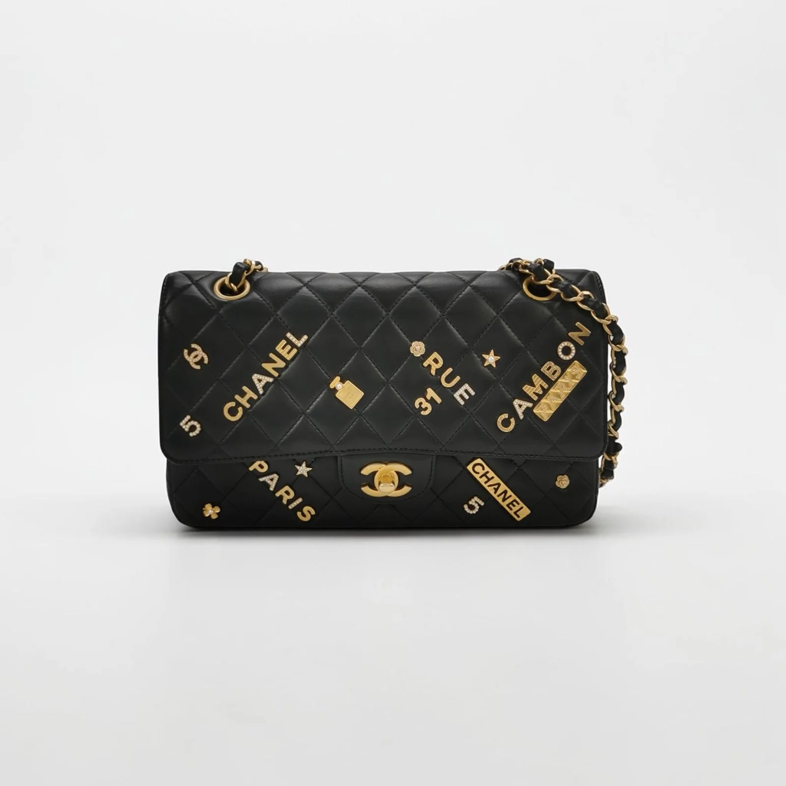 Chanel Rue Cambon Charms Double Flap Bag