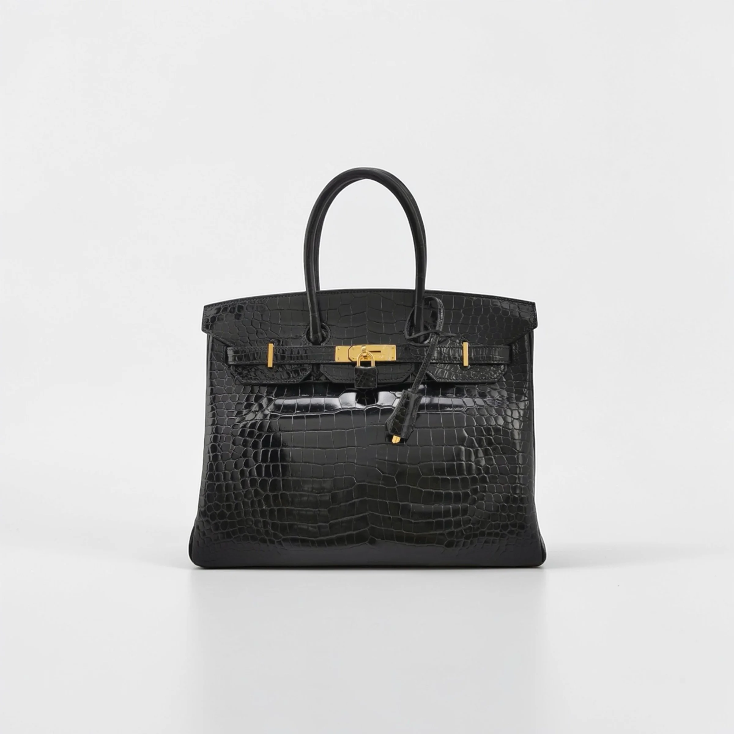 Hermès Birkin 35 Black Shiny Porosus Crocodile
