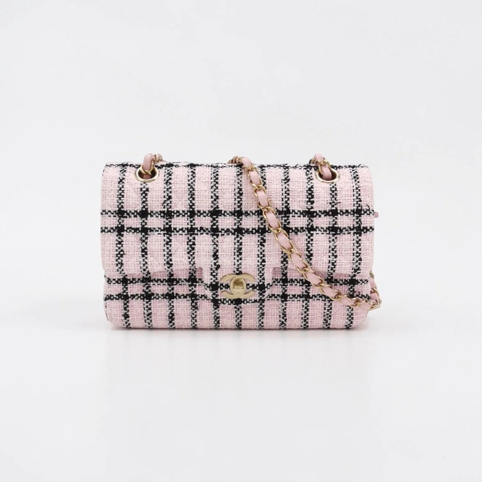Chanel Classic Flap: Seasonal Limited Edition Pink & Black Tweed