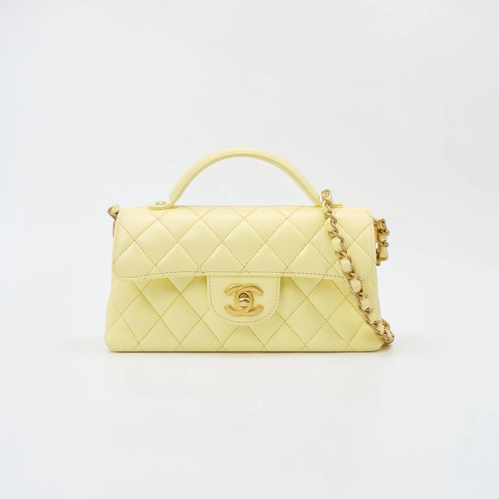 Chanel Butter Yellow Top Handle Flap Bag