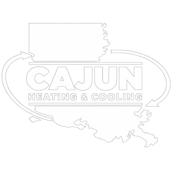 Cajun Heating & Cooling logo with a silhouette of Louisiana and arrows indicating airflow.