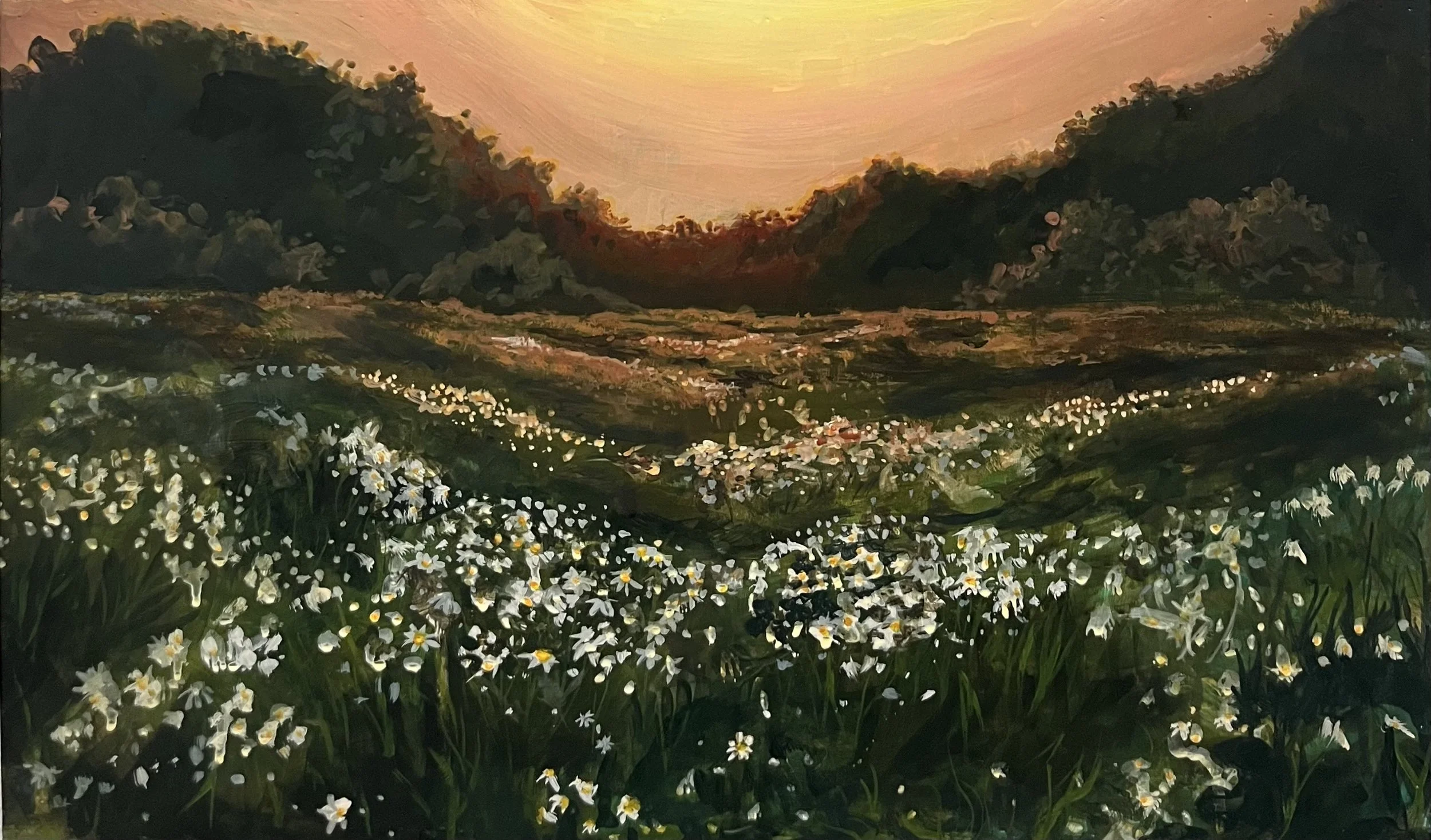 "Chamomile - Last Light or First Sip"
10 x 20 Acrylic on Wood Panel