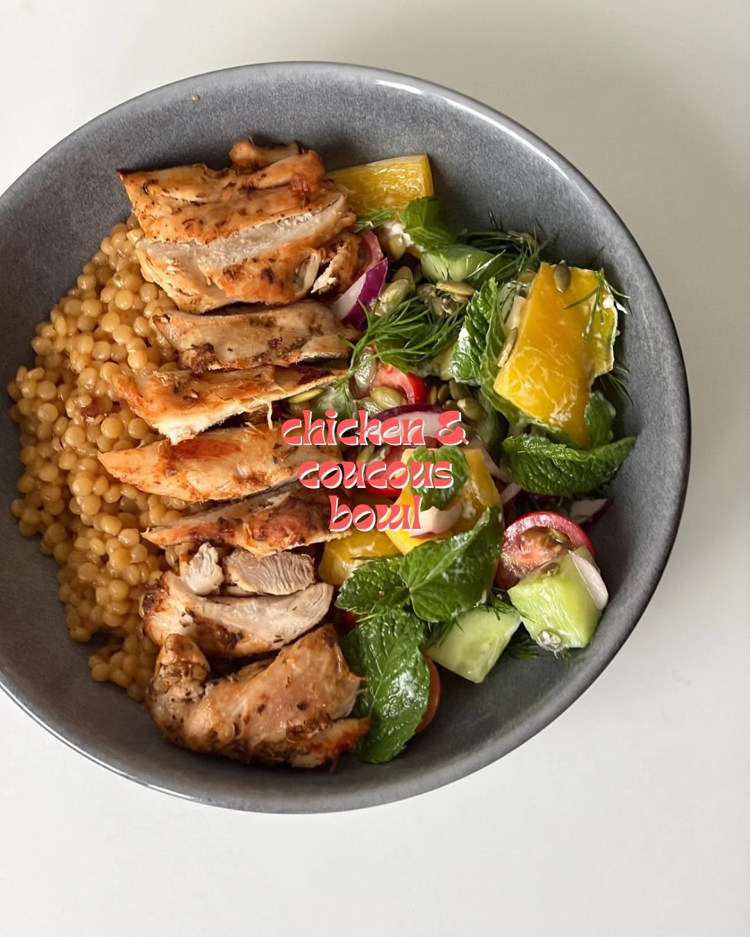 I really wanted to make a salad with capsicum so I did and it was GORGEOUS and it went perfectly with some chicken thighs and couscous 🤌🏼🤌🏼🤌🏼