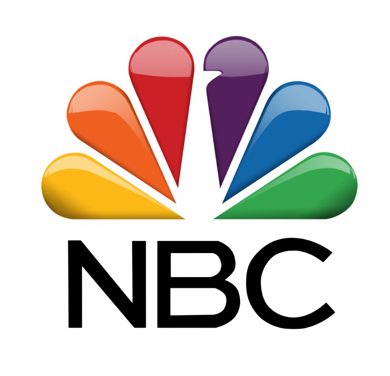 NBC logo with colorful peacock feathers in red, purple, blue, green, yellow, and orange above the text NBC.