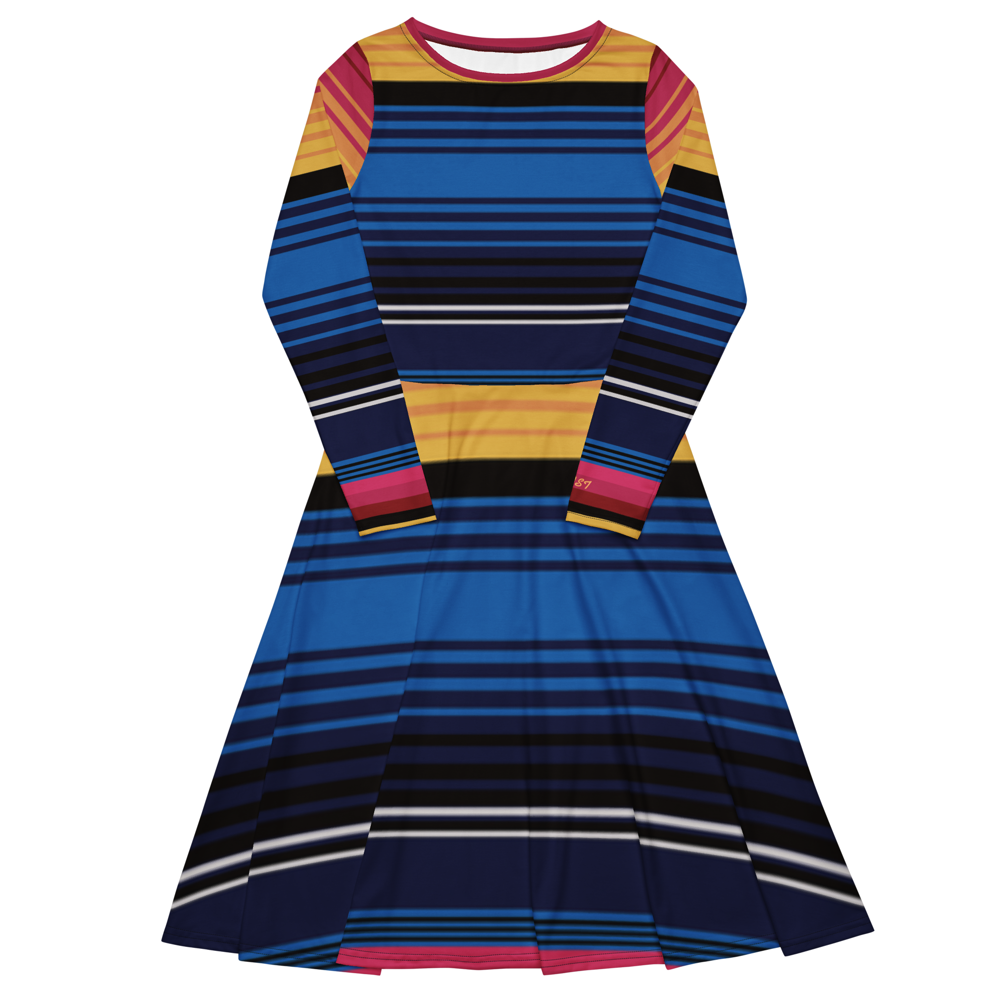 Women's Artist long sleeve Midi Dress (Multicolor)