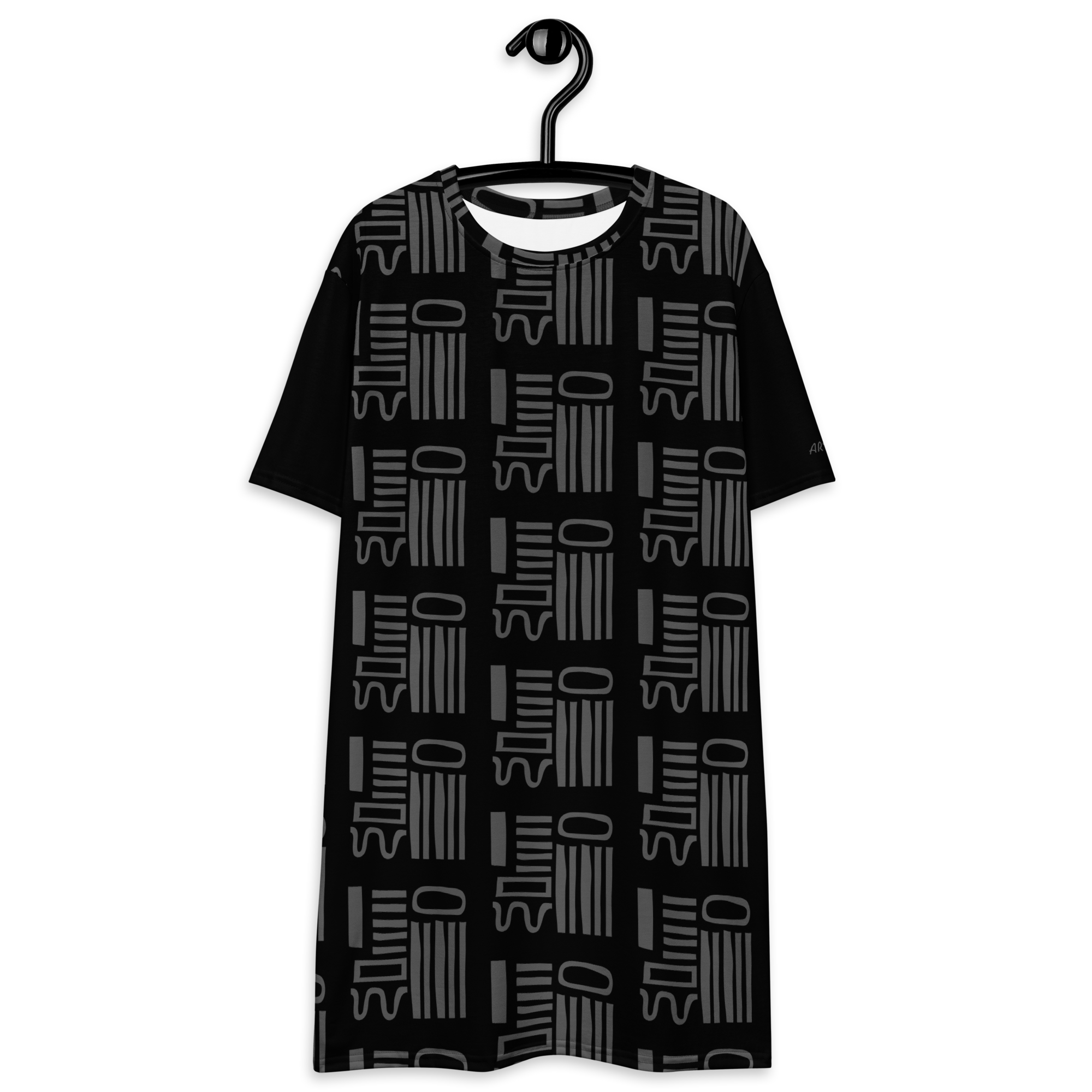 Women's Pattern Art T-Shirt Dress (Black)