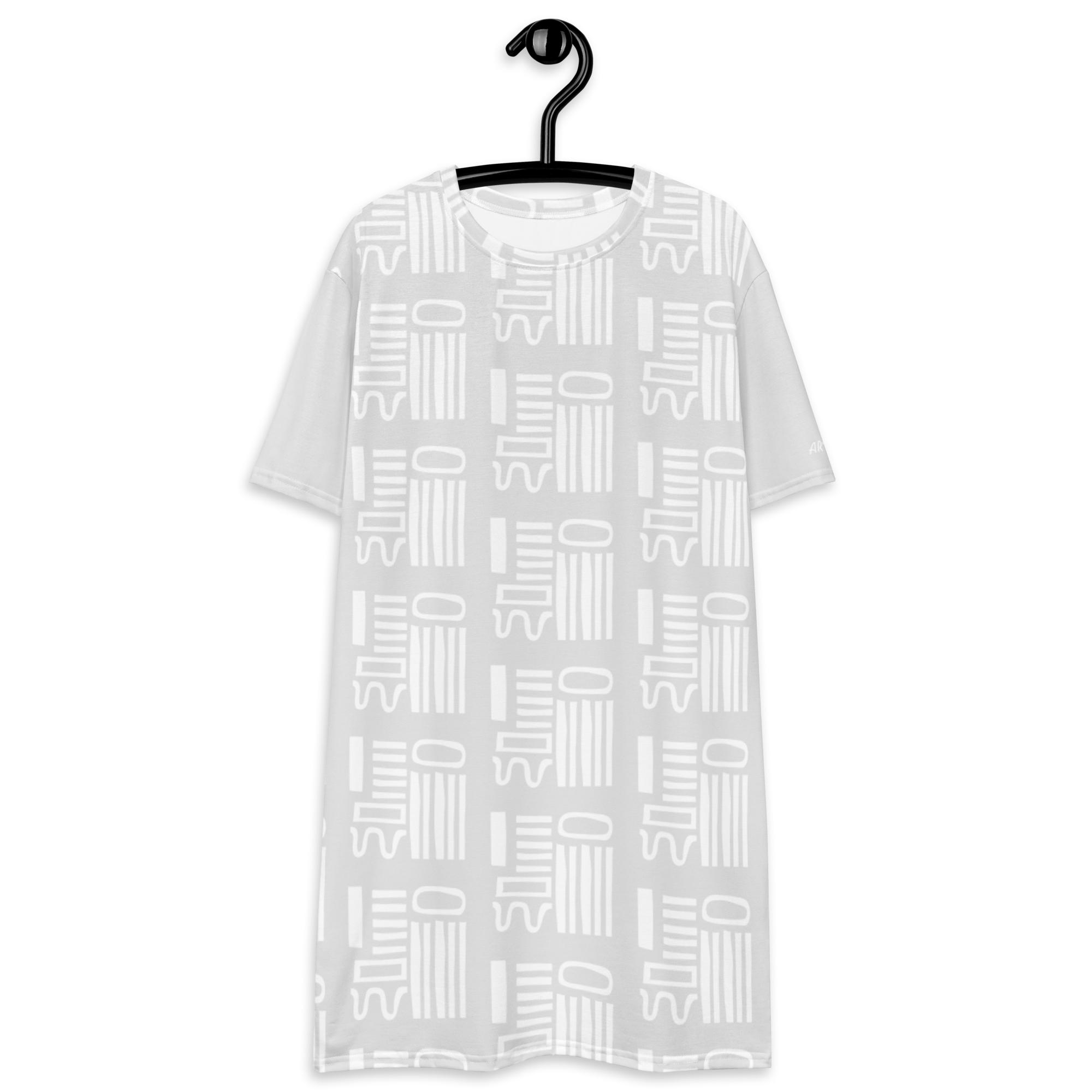 Women's Pattern Art T-Shirt Dress (Gray)