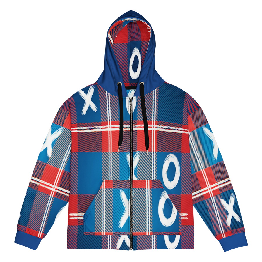 Unisex Recycled Zip Hoodie Plaid Art Design