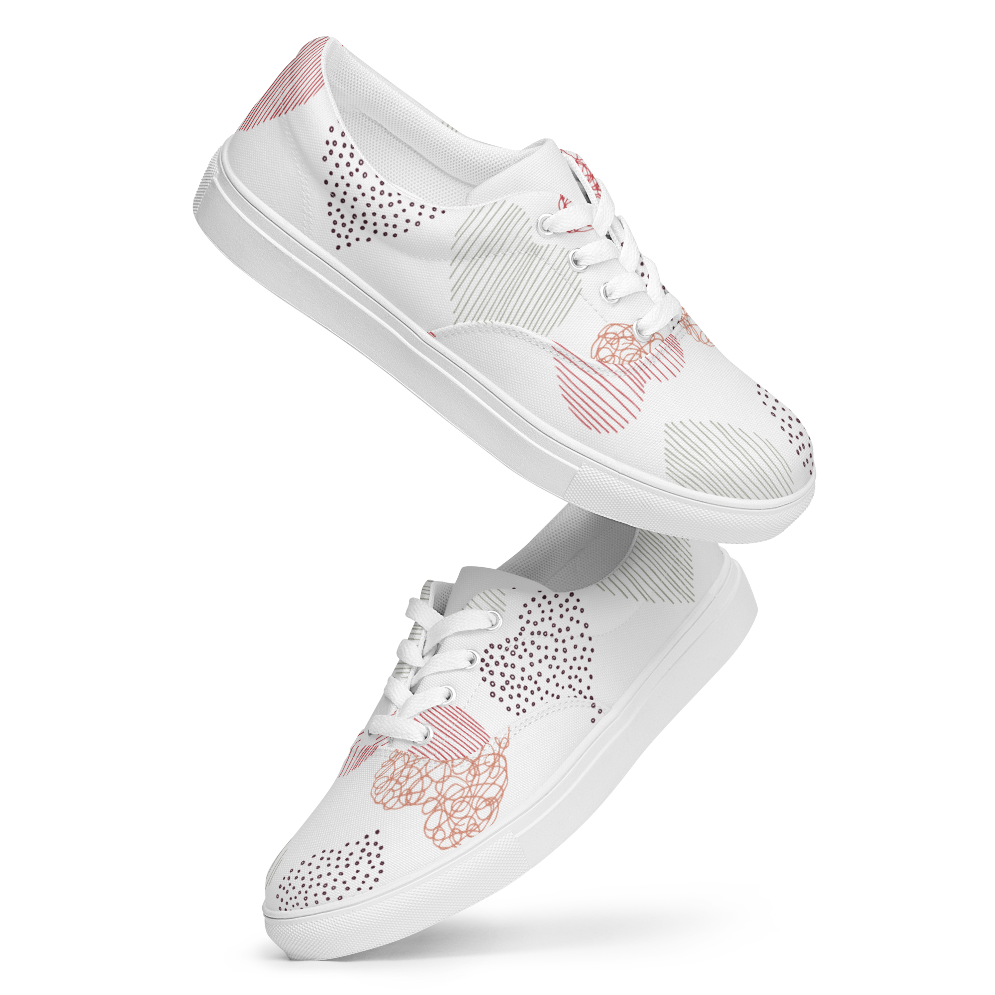 Women’s heart pattern lace-up canvas shoes