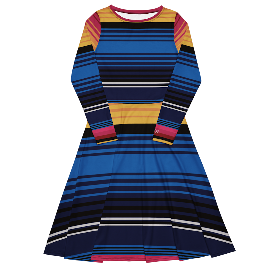 Women's Artist long sleeve Midi Dress (Multicolor)