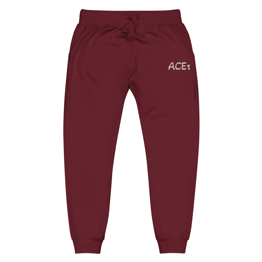 unisex-fleece-sweatpants-maroon-front-6a52b1f3c5efe.png