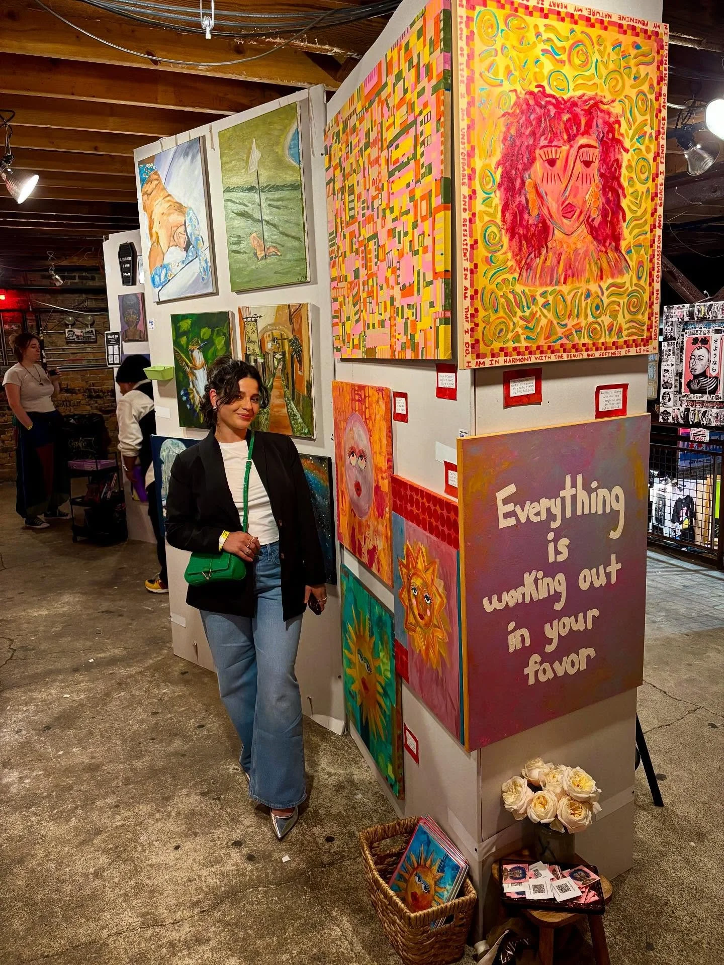 A few photos from my very first art show 🩷🌸
Wish I&rsquo;d taken more but my heart is overflowing with gratitude for everyone who came out to share this moment with me. Feeling endlessly thankful for the souls who believe in me and my vision. Here&