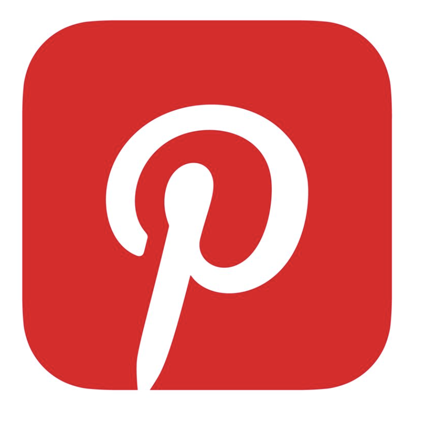 Pinterest logo with a white stylized 'P' on a red square background.