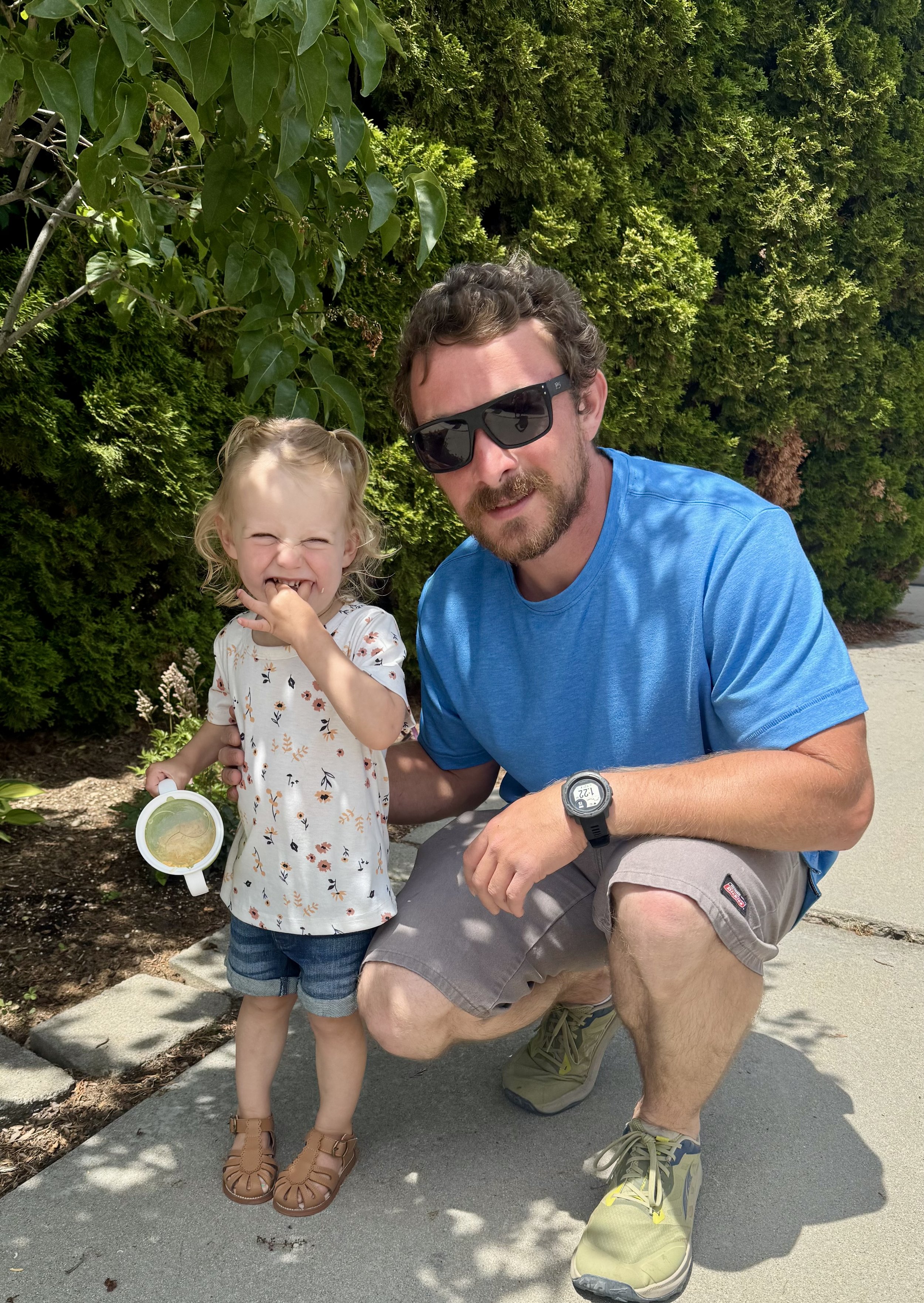 Company owner posed with his daughter