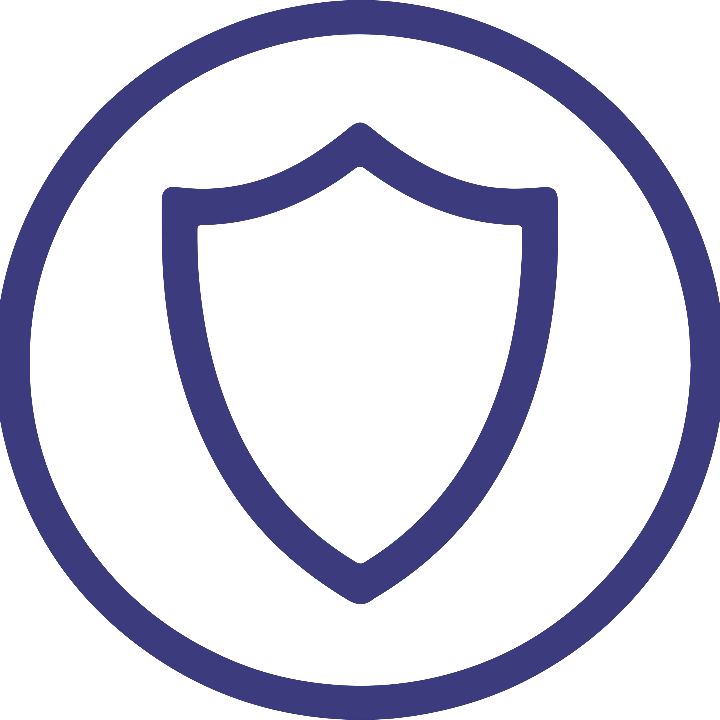Shield icon inside a circle, representing cybersecurity or protection.