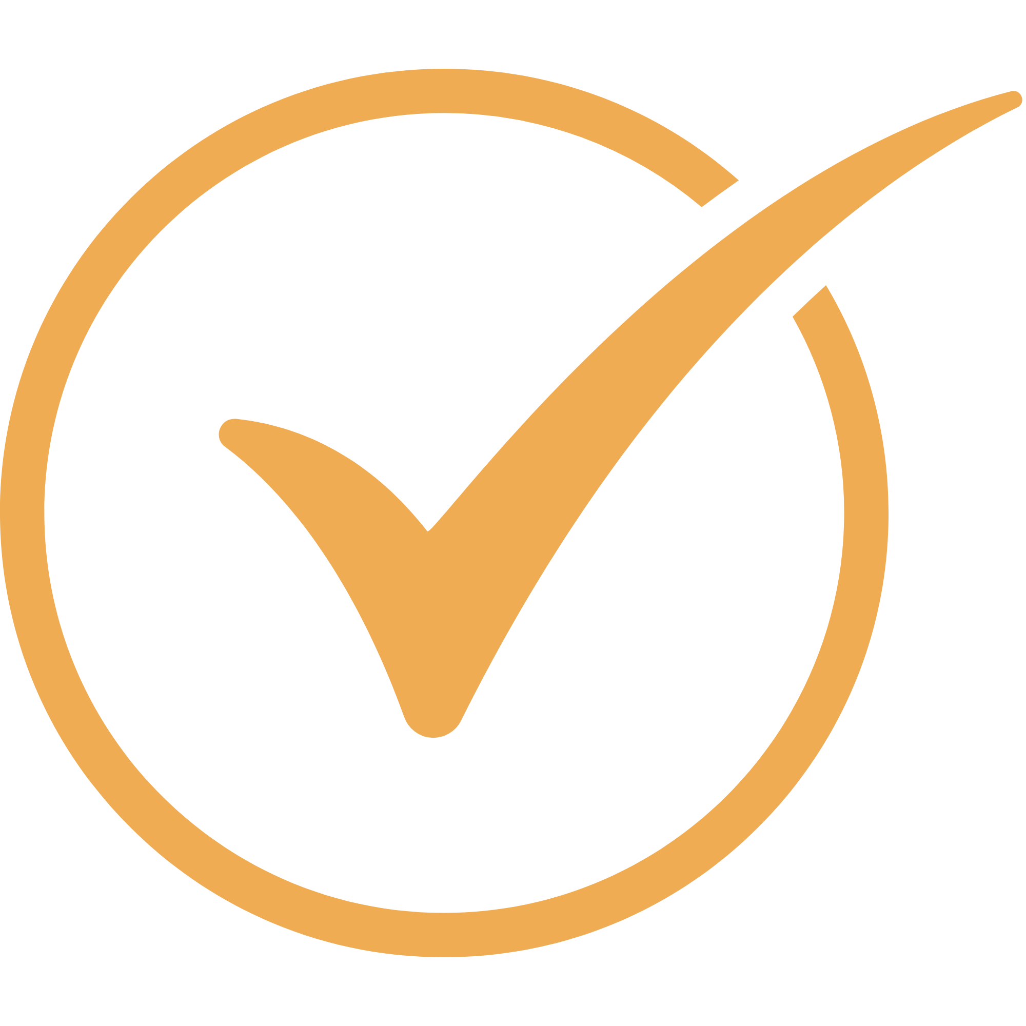 Check mark icon in a circle, gold and black colors