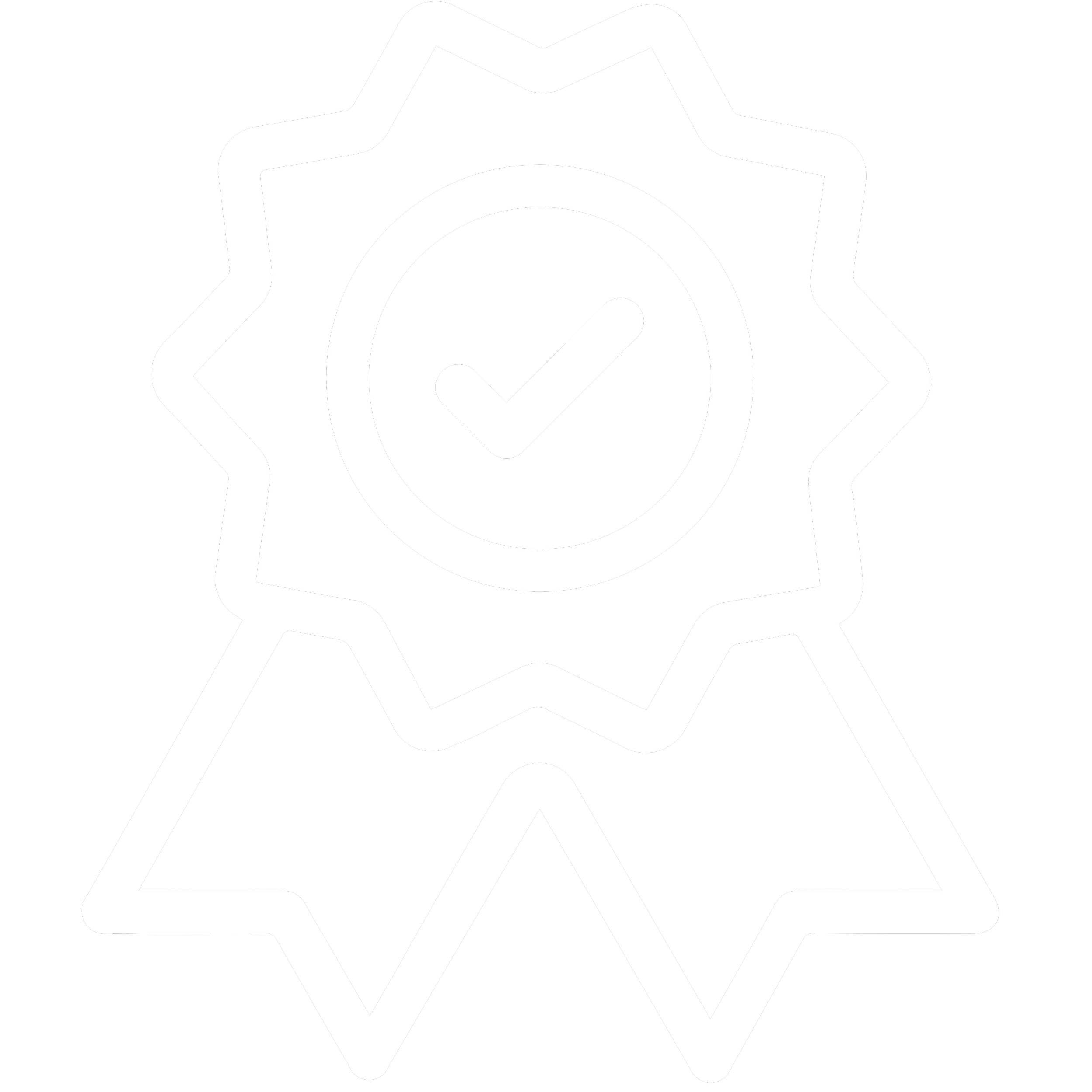 A badge with a checkmark inside a circle, indicating approval or certification.