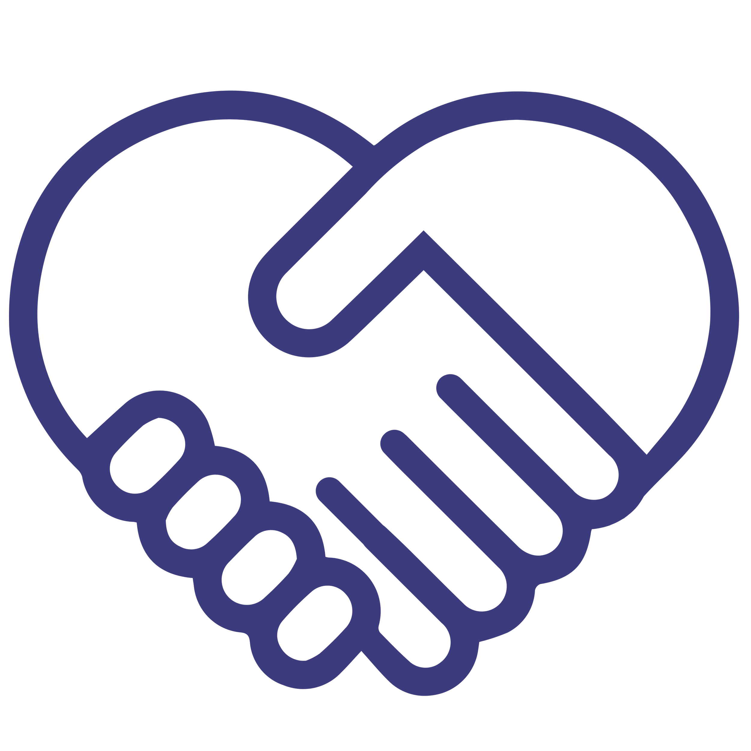 Outline of a heart formed by two hands shaking, symbolizing friendship or support.