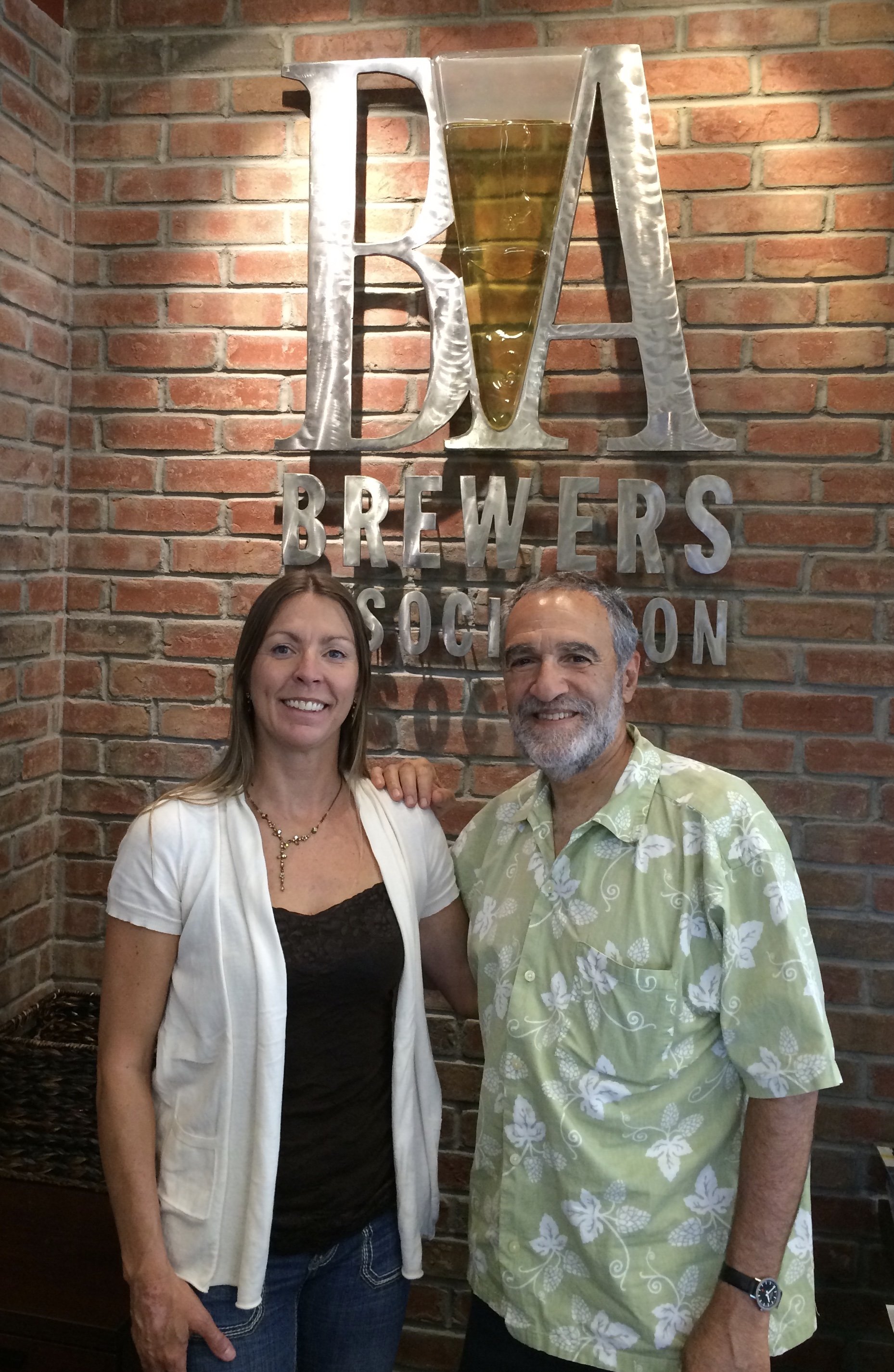 Boulder commercial photographer Lisa Doane backstage with craft brewing legend Charlie Papazian at the Brewers Association headquarters in Colorado.