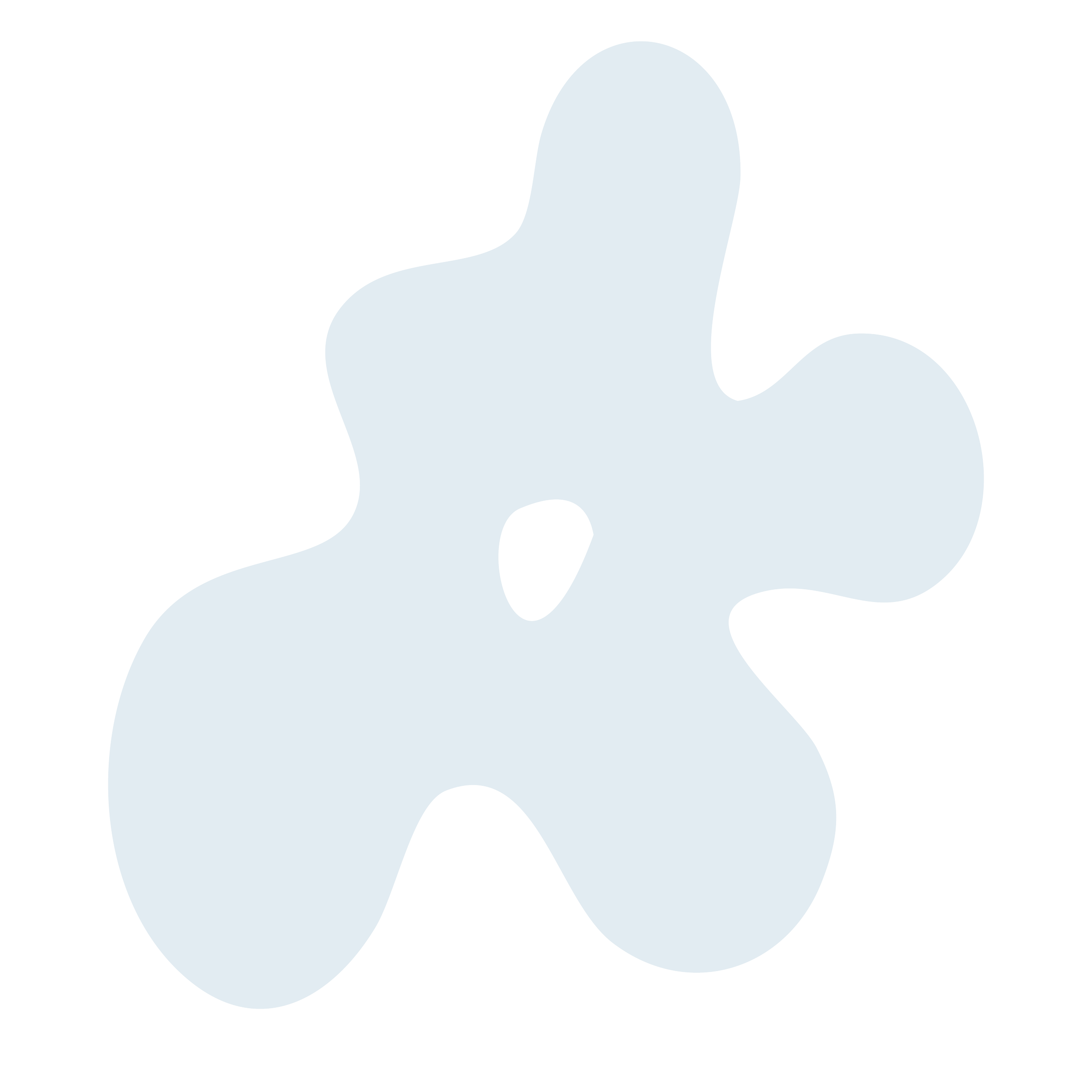 Light blue abstract shape with irregular edges and a central hole on a black background.