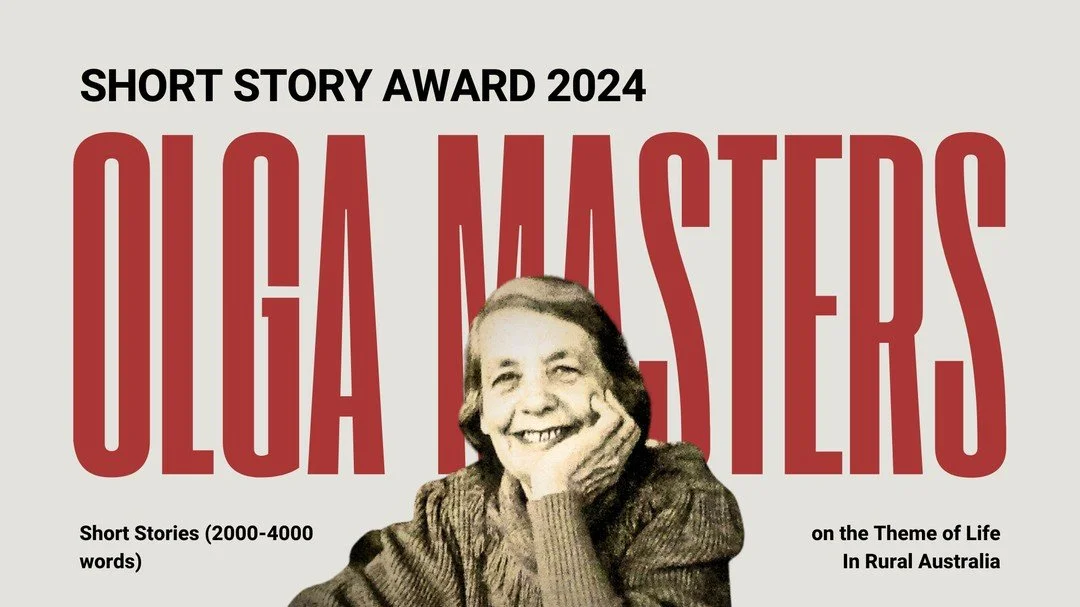 I'm stoked to be working on this project again in 2024. The return of the Olga Masters Short Story Award. Short Stories (2000-4000 words) on the theme of life in rural Australia. I've given the graphic design a revamp and the website, too. Entries op