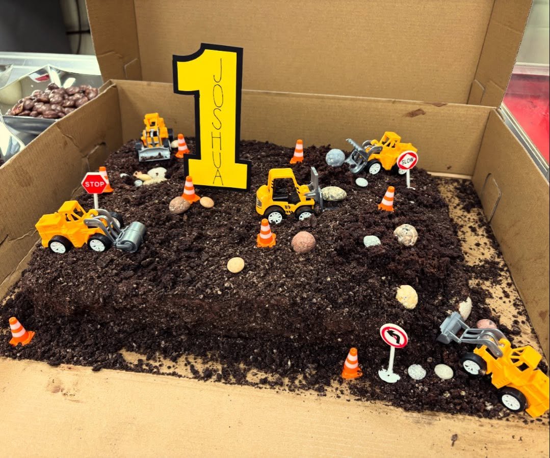 Dump everything: Joshua turned 1! 🚜🔩👷🏻🚧

Celebrating this birthday boy with vanilla cake with chocolate mousse filling &amp; chocolate frosting. Topped with Oreo and cake crumbs for that dirt texture 🍫🎂