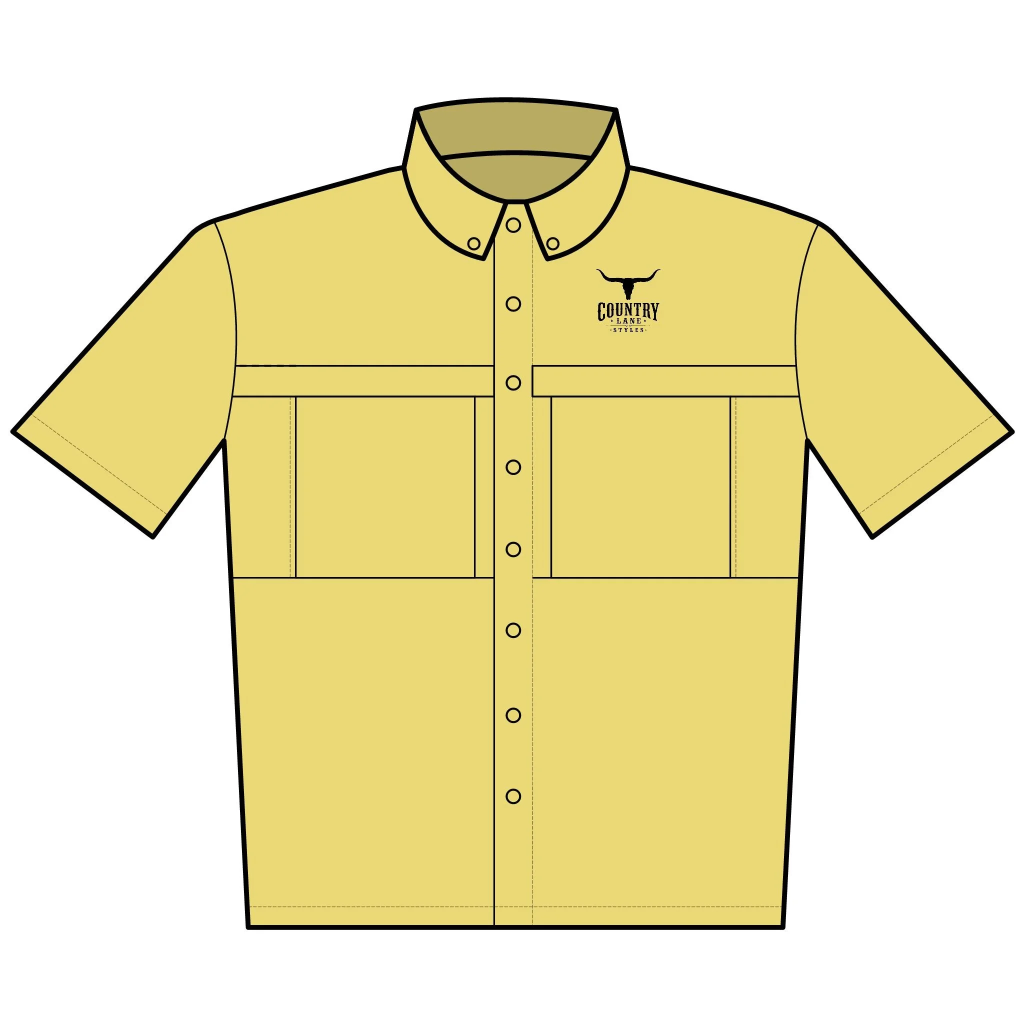 Embroidered Short Sleeve Work Shirt with Longhorn Logo