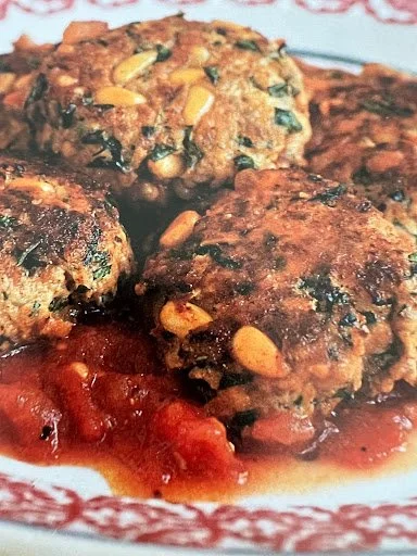 Italian herb pecorino meatball in tomato red wine sauce