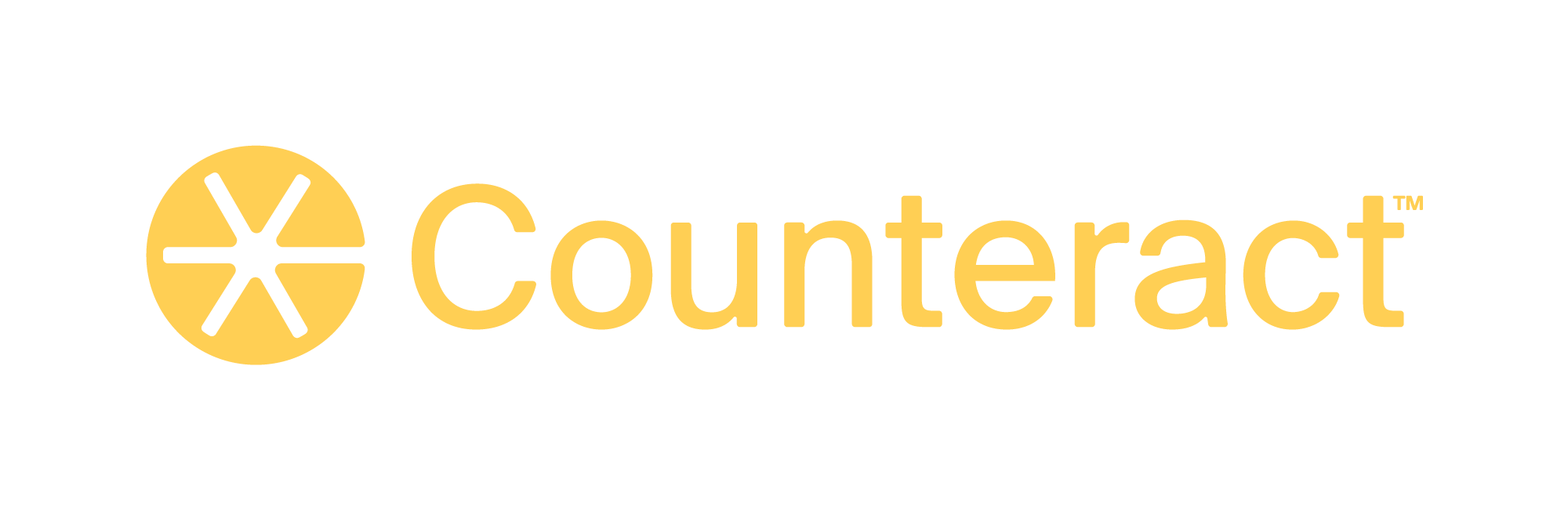 Counteract logo with a black background and yellow icon to the left of the word 'Counteract'