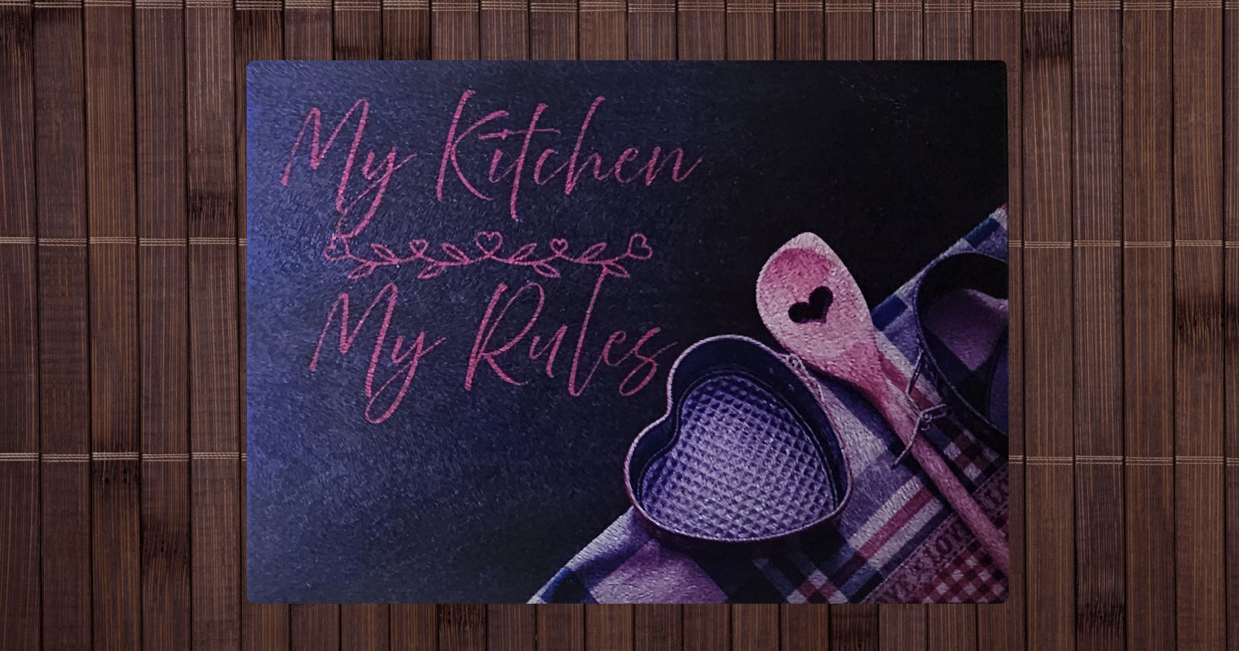 My Kitchen My Rules Cutting Board - Textured Glass