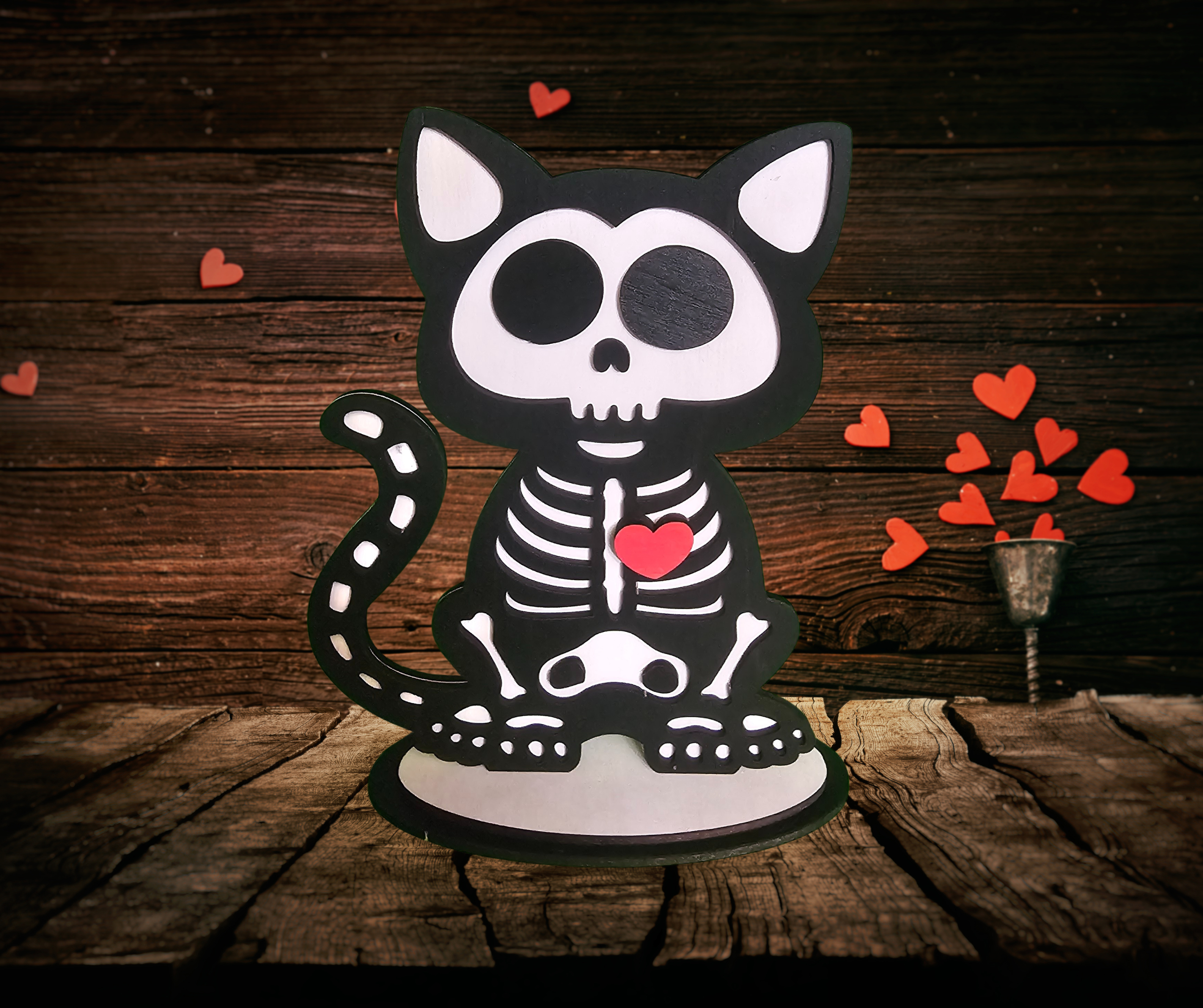 Skeleton Cat Desk Accessory - Desk Sitter
