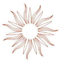 Illustration of a stylized sun with wavy rays