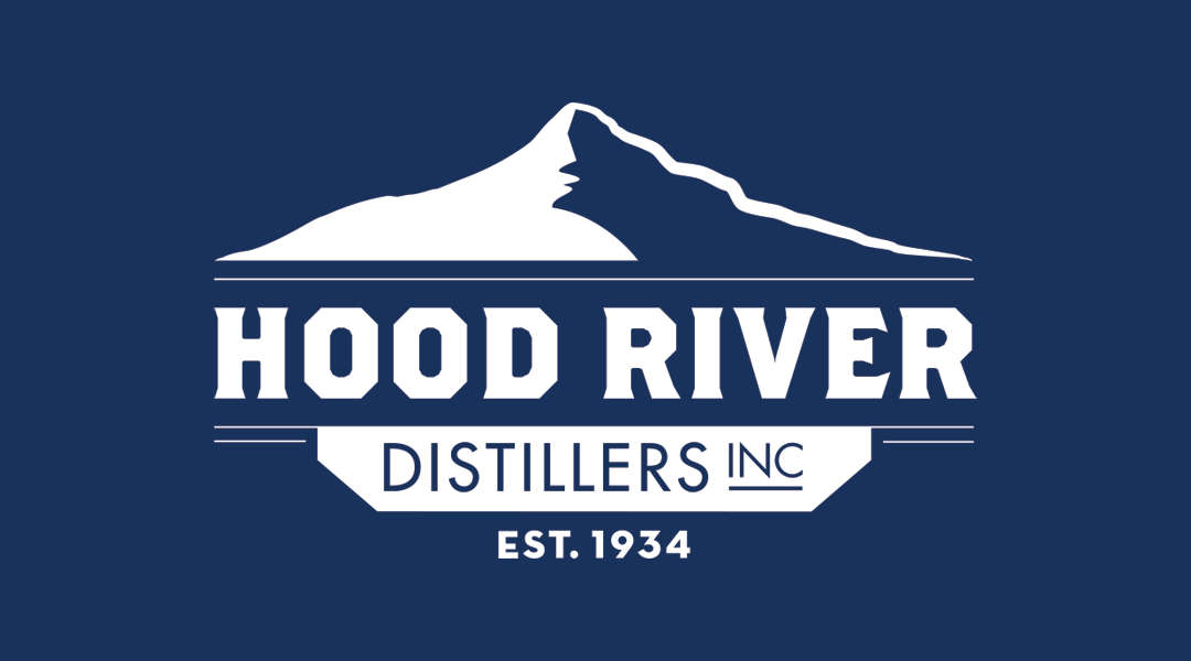 Logo for Hood River Distillers Inc with a mountain graphic and text indicating the company was established in 1934.