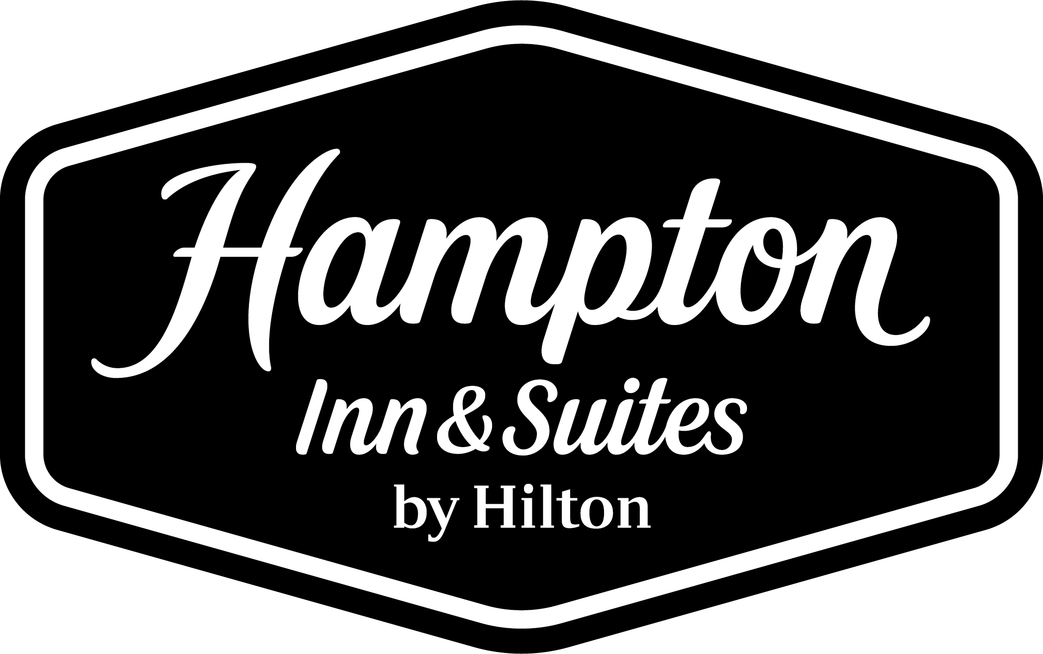 Hampton Inn & Suites by Hilton logo in black and white