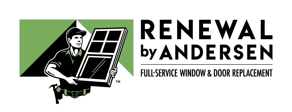 Illustration of a person installing a window in a house.