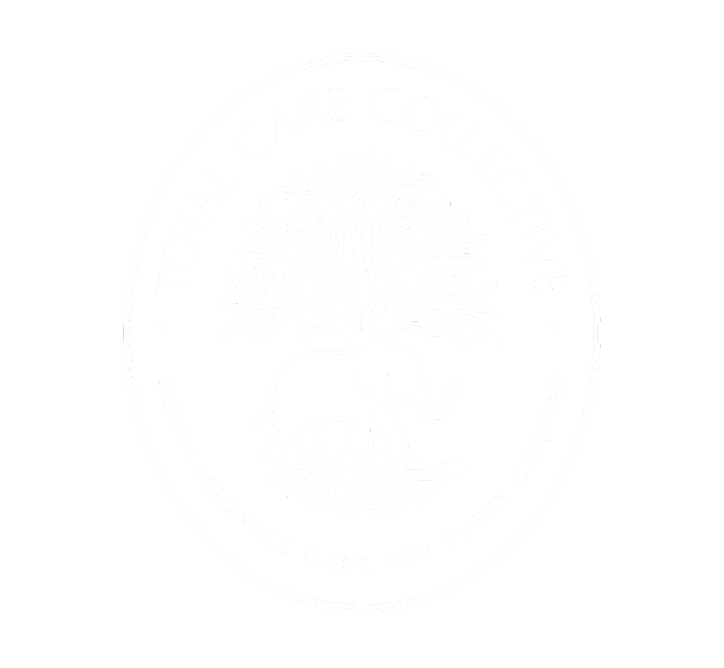 Logo of the Toni Care Collective featuring an elephant with a tree growing from its back, surrounded by the text "Toni Care Collective" and "Compassionate Care for Every Chapter" on a black background.