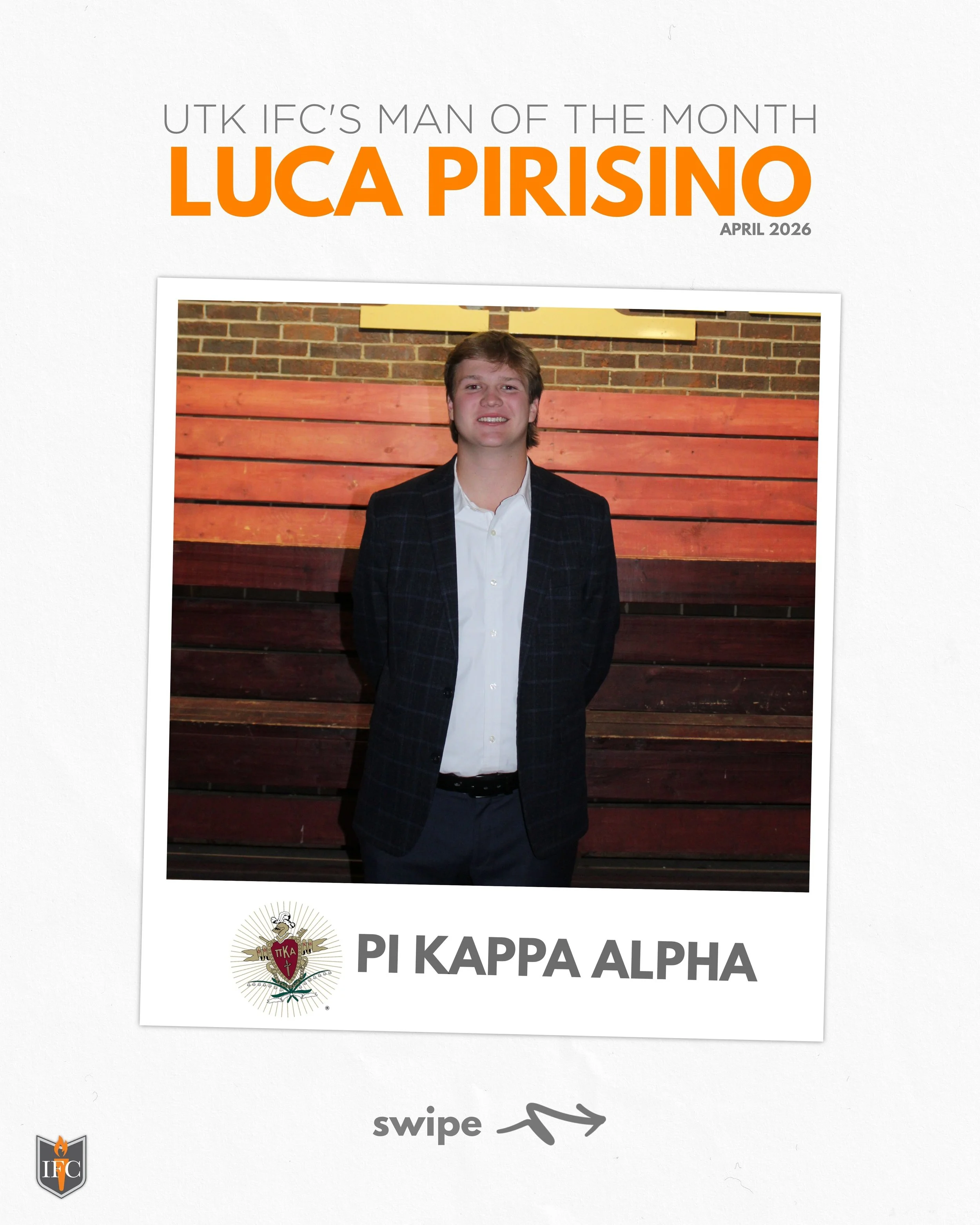 Congratulations to Luca Pirisino of Pi Kappa Alpha for being selected as the April 2026 Man of the Month! 🔥