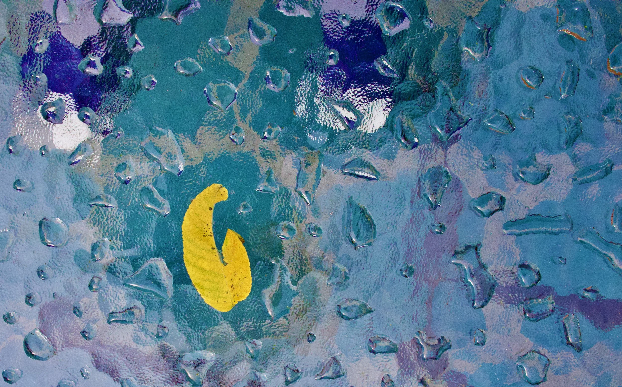 Abstract leaves and rain