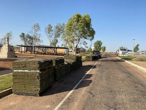 Wintergreen Couch turf going in to Anzac Park Birdsville ALC Turf Eureka Landscapes - Image 2