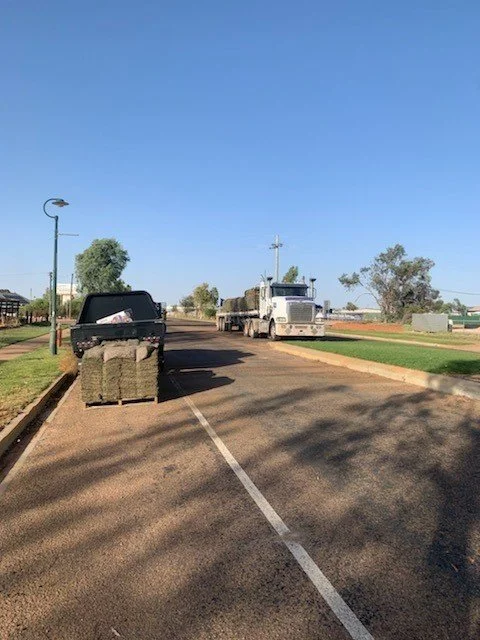 Wintergreen Couch turf going in to Anzac Park Birdsville ALC Turf Eureka Landscapes - Image 3