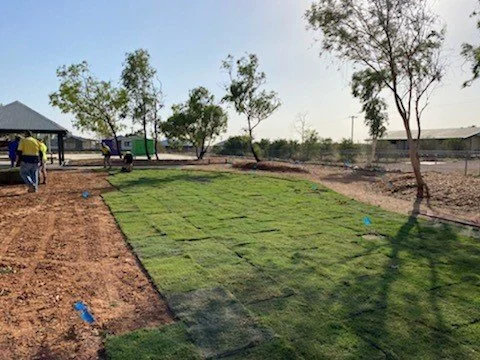 Wintergreen Couch turf going in to Anzac Park Birdsville ALC Turf Eureka Landscapes - Image 5